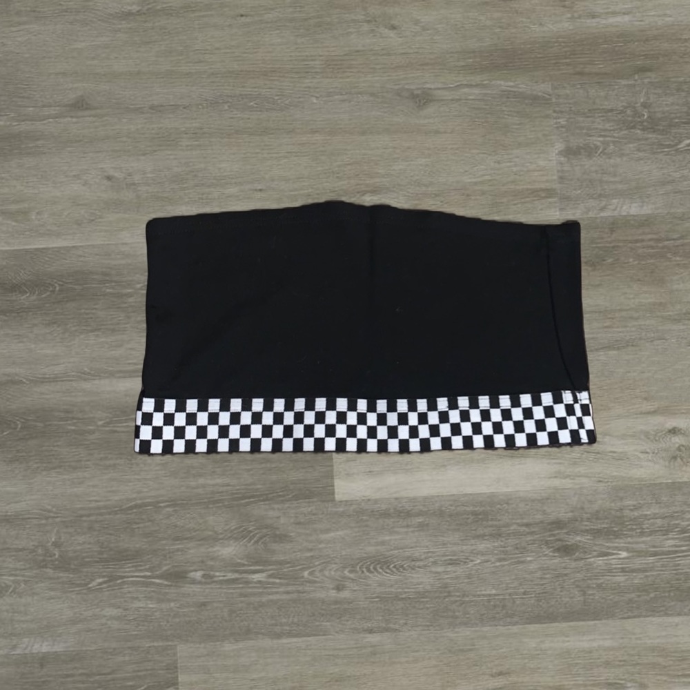 racer stripe strapless crop top